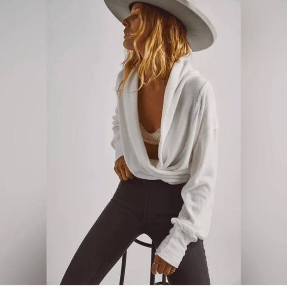 We the Free Hold Me Close Rib White Wrap Top Size XS - Picture 1 of 12